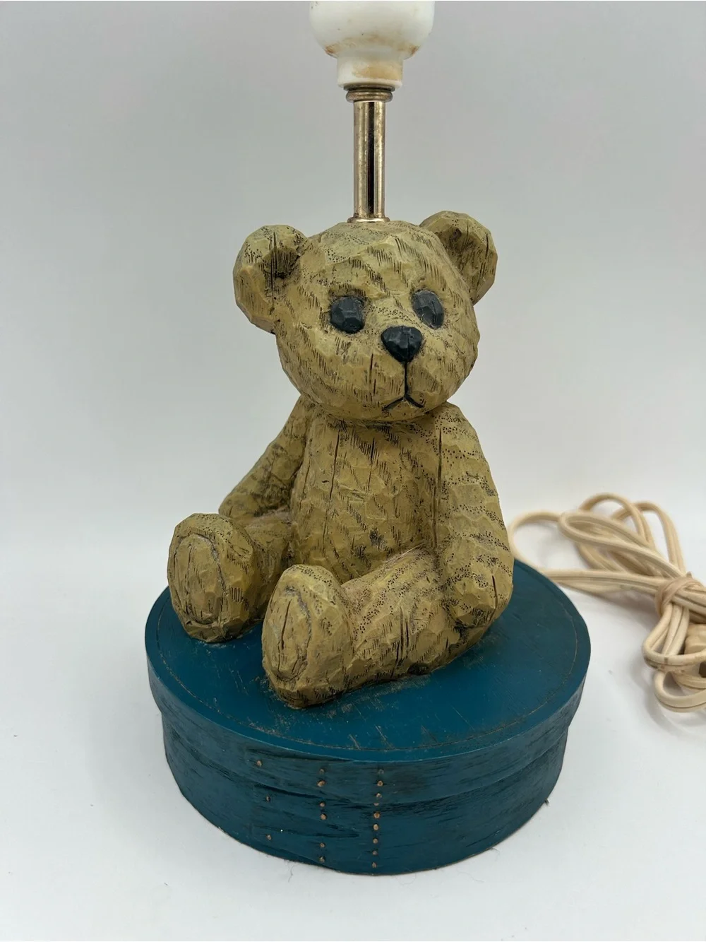 Vintage Teddy Bear Lamp Carved Wooden Resin Children's Nursery Room RARE